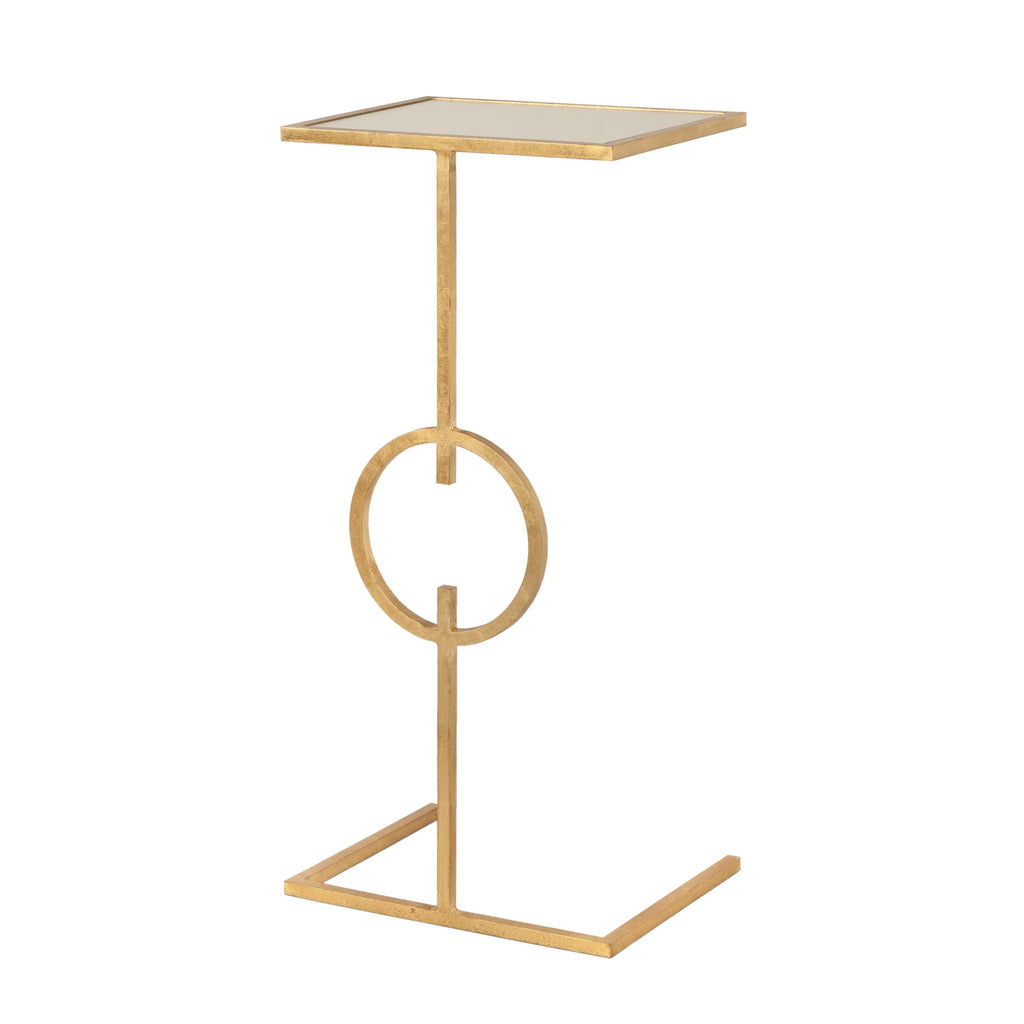 Worlds Away CIGAR TABLE IN GOLD LEAF WITH INSET MIRROR TOP