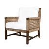 Worlds Away Club Chair With Woven Seagrass Detail And Ivory Linen Cushion