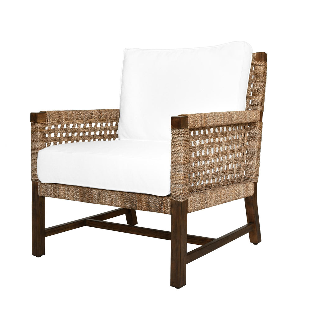 Worlds Away CLUB CHAIR WITH WOVEN SEAGRASS DETAIL AND IVORY LINEN CUSHION