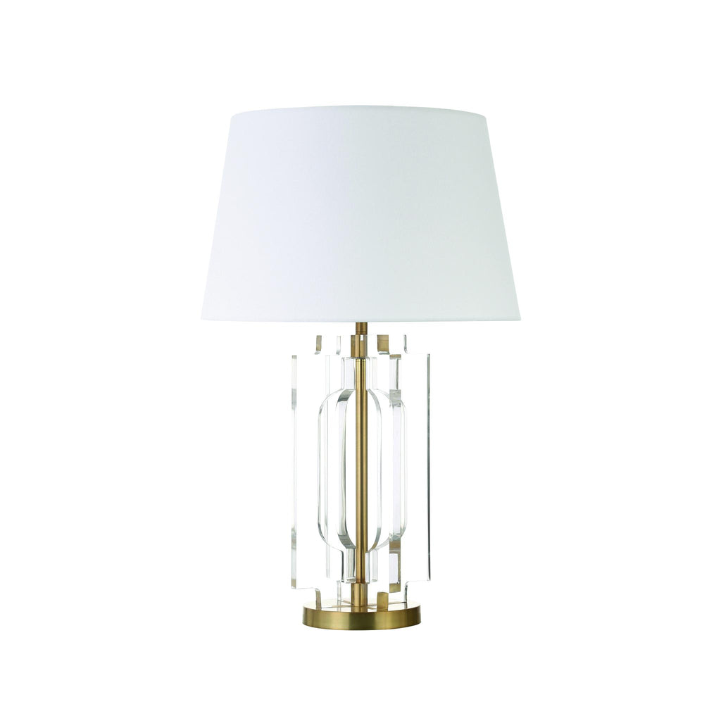 Worlds Away STACKED ACRYLIC SQUARE TABLE LAMP WITH ANTIQUE BRASS PARTS