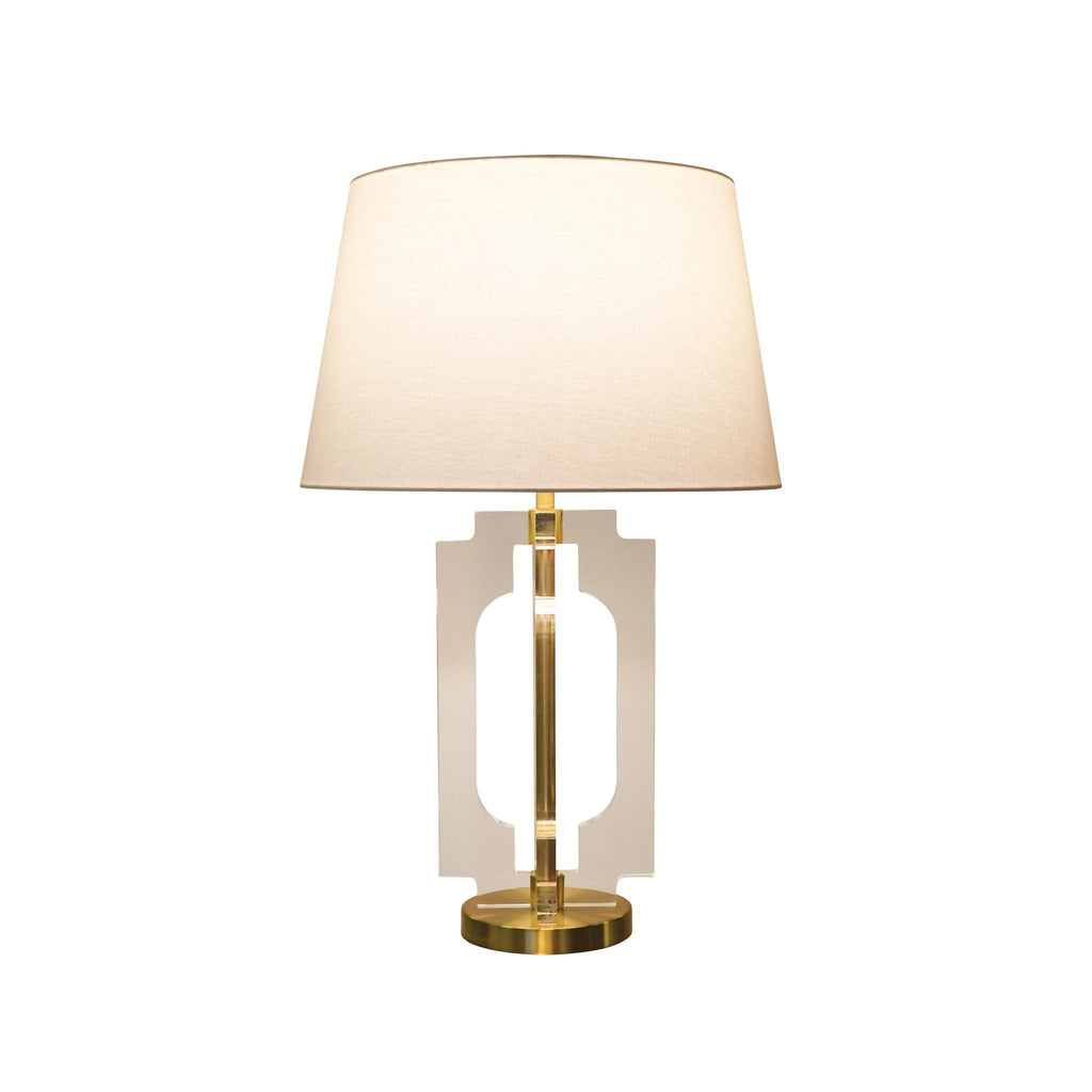 Worlds Away STACKED ACRYLIC SQUARE TABLE LAMP WITH ANTIQUE BRASS PARTS