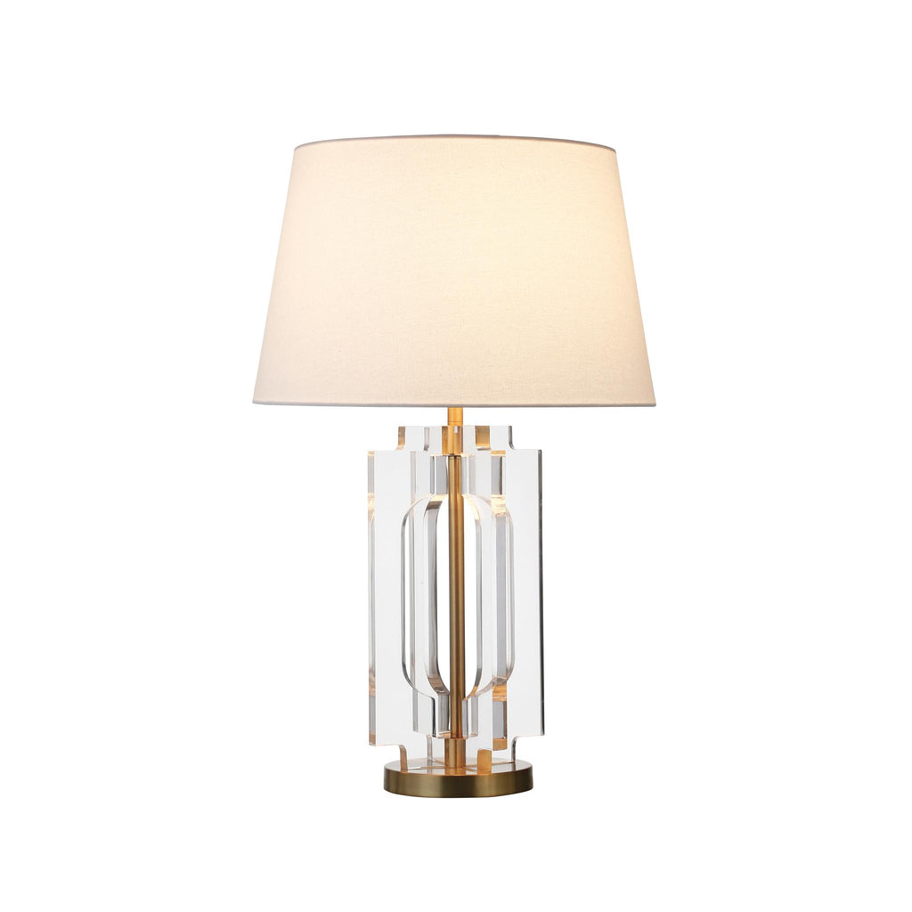 Worlds Away STACKED ACRYLIC SQUARE TABLE LAMP WITH ANTIQUE BRASS PARTS