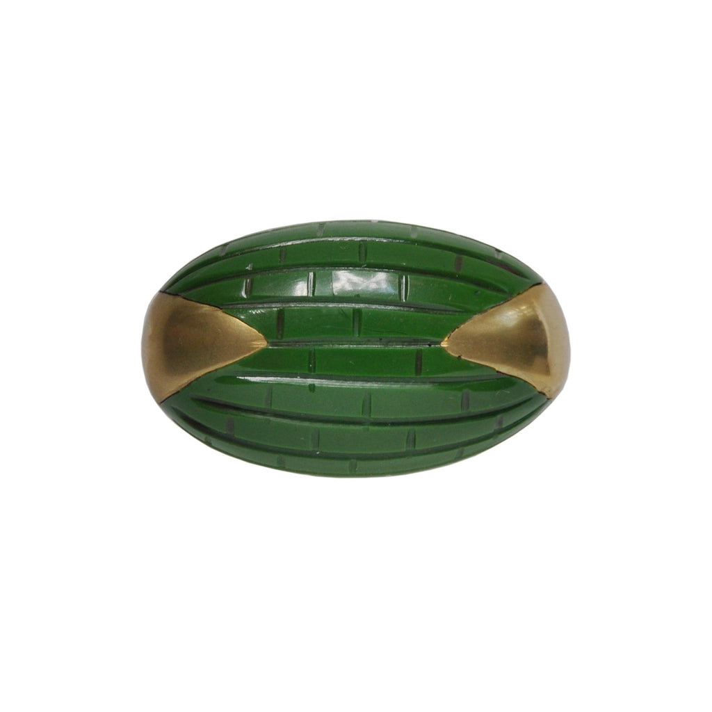 Worlds Away SCORED OVAL KNOB WITH BRASS DETAIL IN GREEN