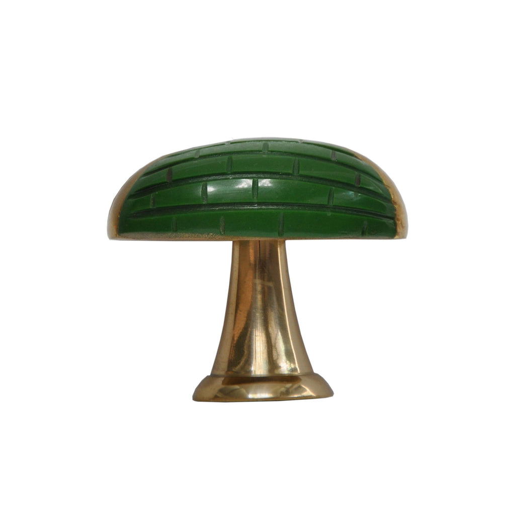 Worlds Away SCORED OVAL KNOB WITH BRASS DETAIL IN GREEN