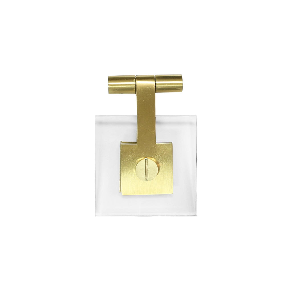 Worlds Away SQUARE ACRYLIC PULL W. ANTIQUE BRASS DETAILING