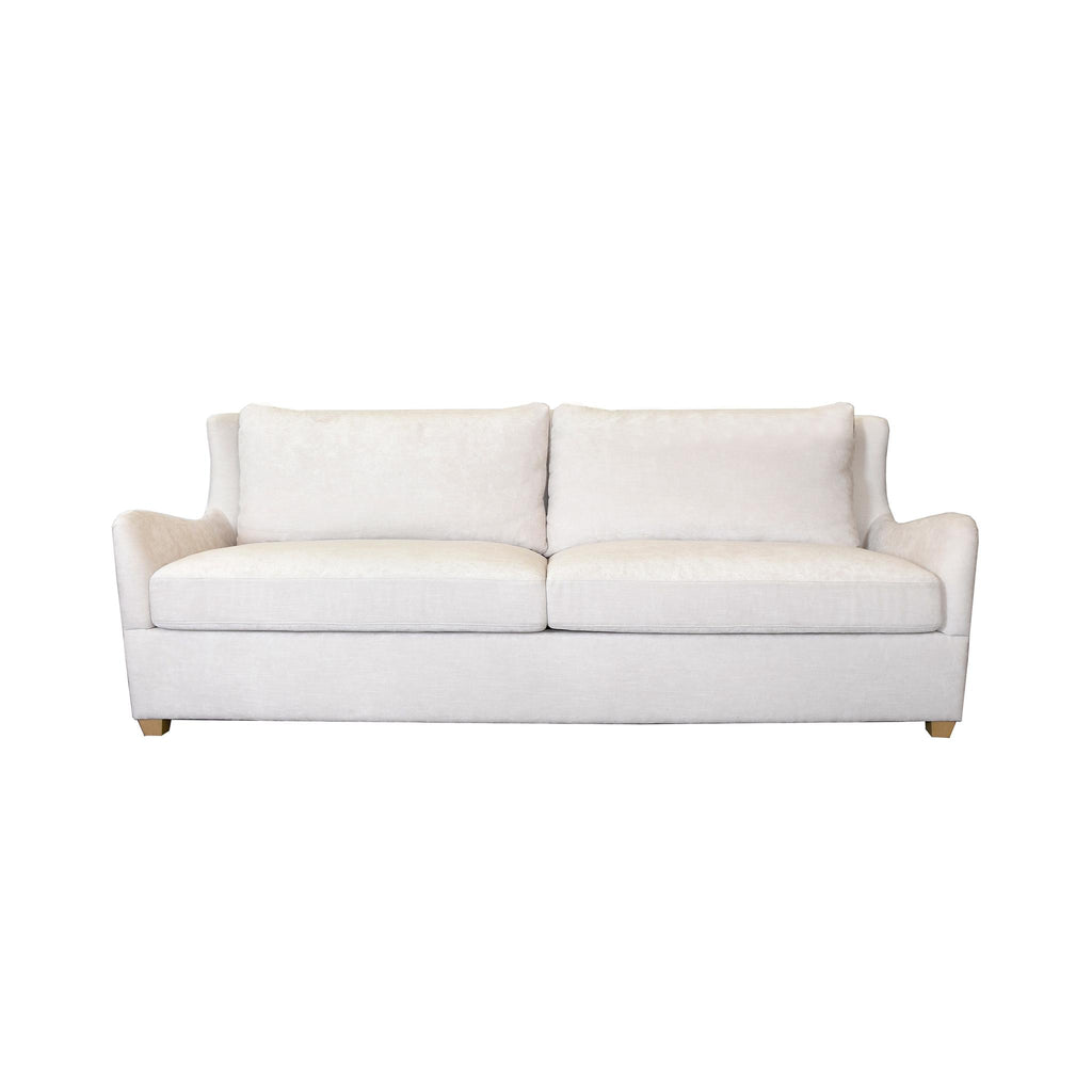 Worlds Away WINGBACK SOFA WITH CERUSED OAK FEET IN IVORY PLAIN WEAVE UPHOLSTERY