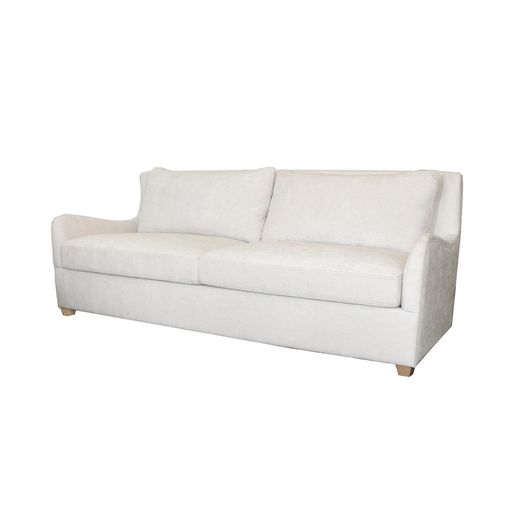 Worlds Away WINGBACK SOFA WITH CERUSED OAK FEET IN IVORY PLAIN WEAVE UPHOLSTERY