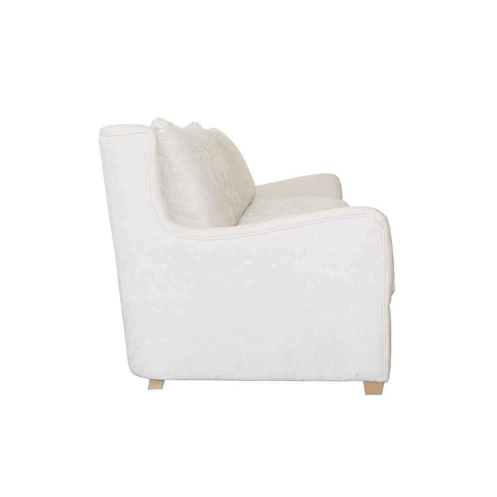 Worlds Away WINGBACK SOFA WITH CERUSED OAK FEET IN IVORY PLAIN WEAVE UPHOLSTERY