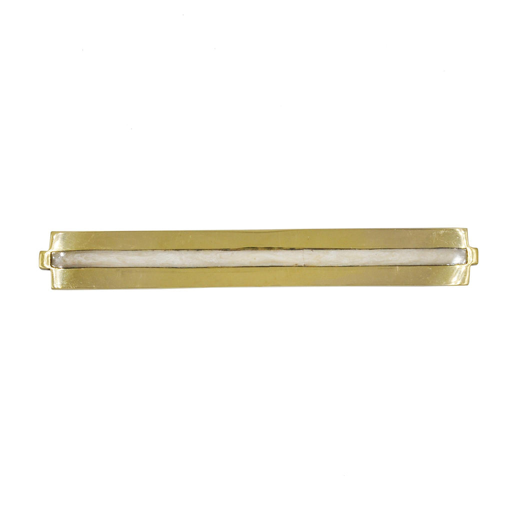 Worlds Away LARGE BRASS LONG HANDLE WITH INSET RESIN IN PEARL CREAM