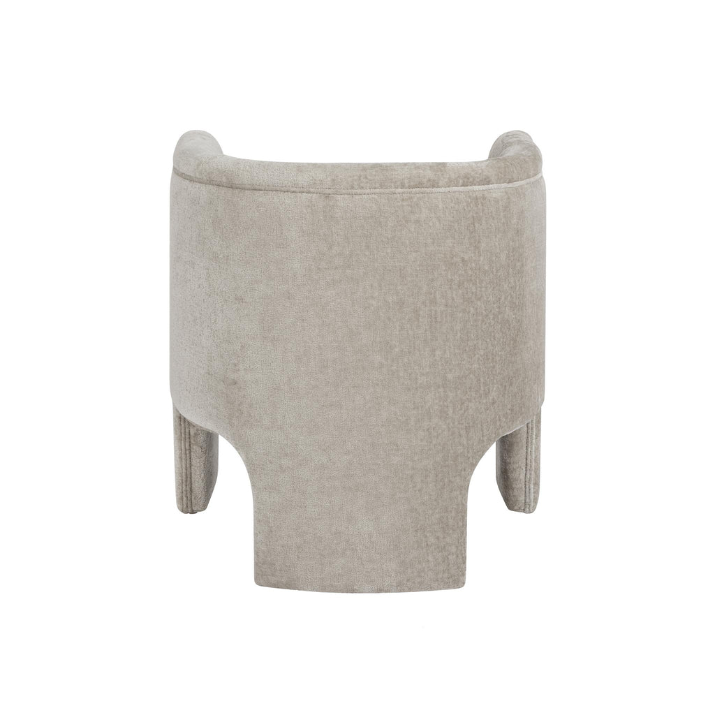 Worlds Away THREE LEG FULLY UPHOLSTERED BARREL CHAIR IN TAUPE TEXTURED CHENILLE