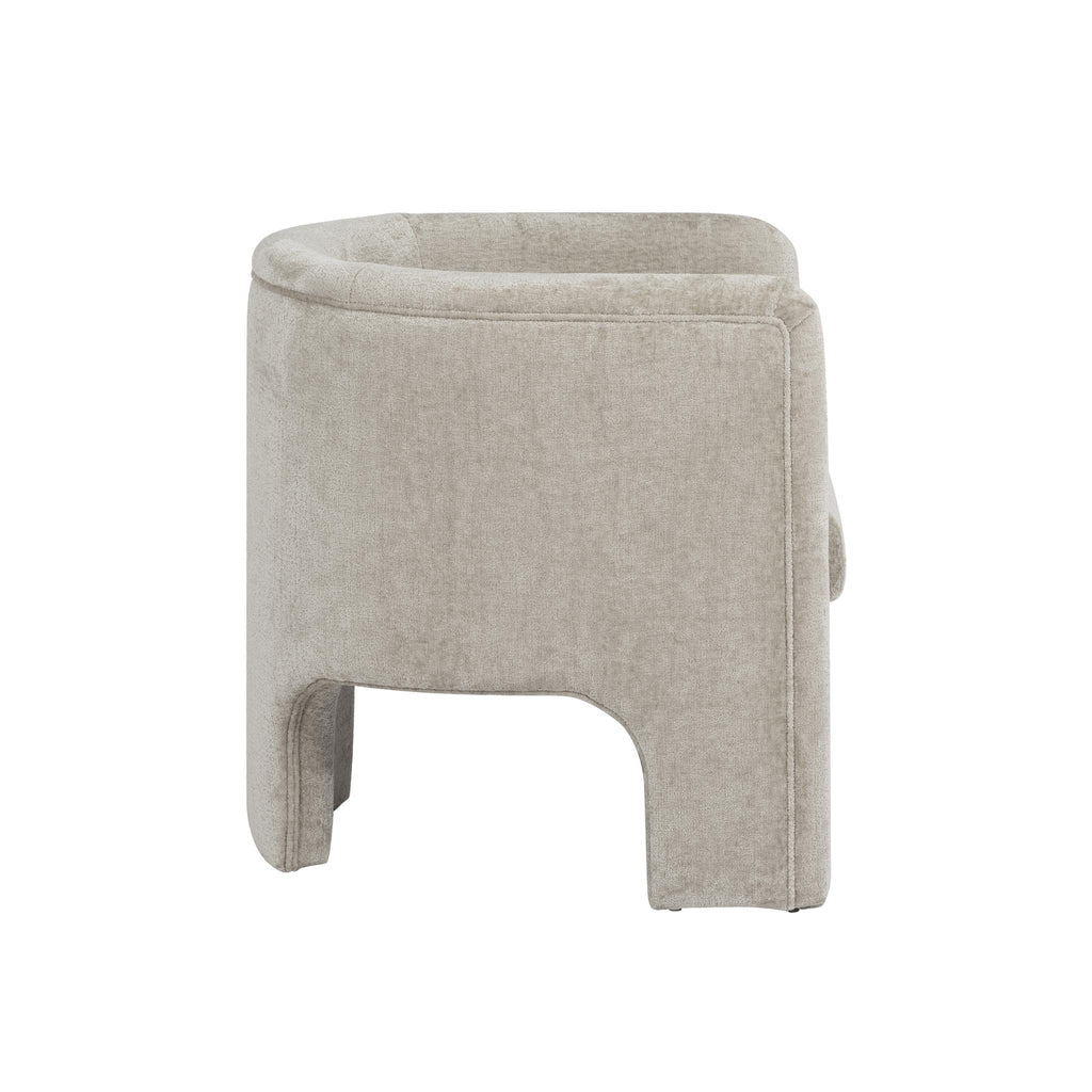 Worlds Away THREE LEG FULLY UPHOLSTERED BARREL CHAIR IN TAUPE TEXTURED CHENILLE