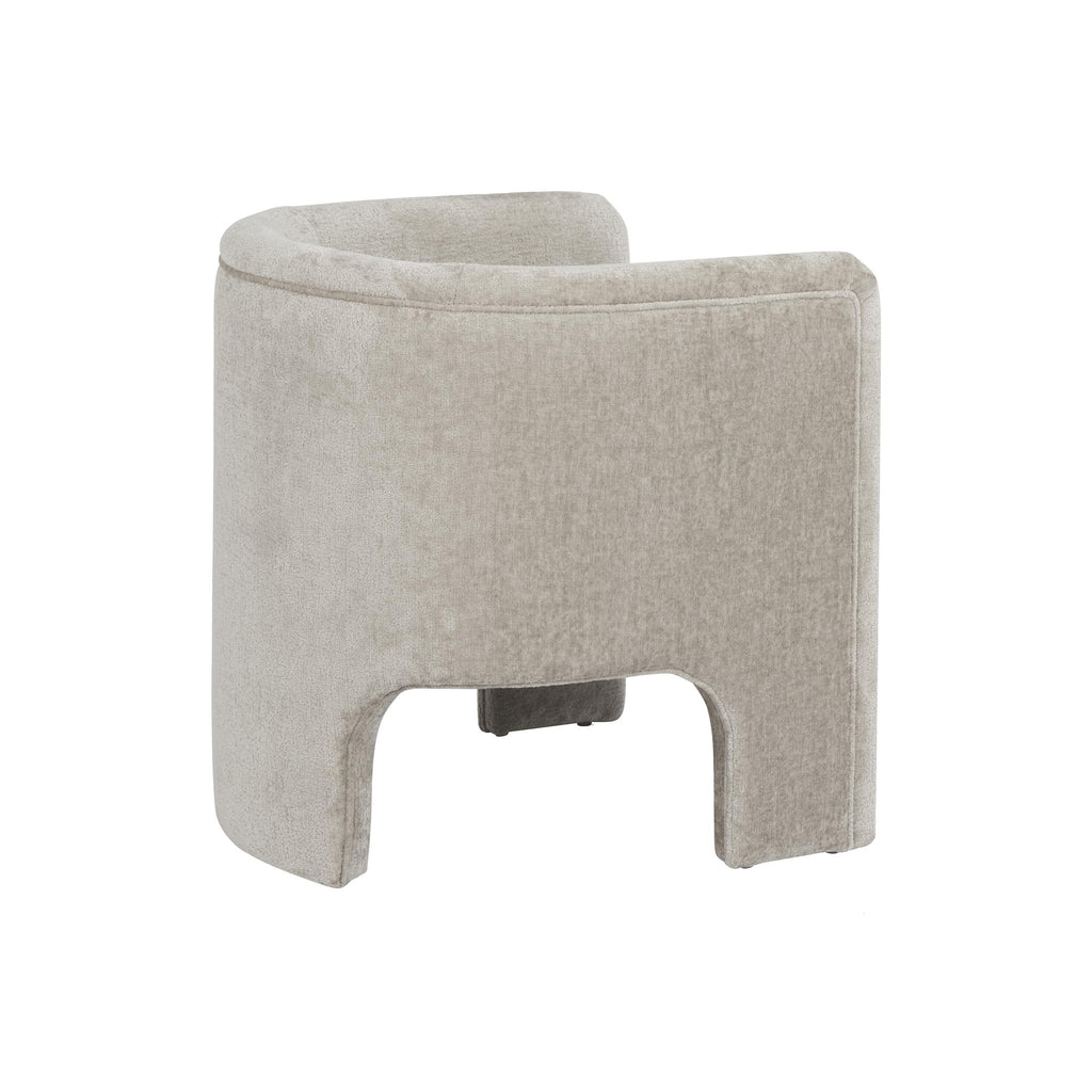 Worlds Away THREE LEG FULLY UPHOLSTERED BARREL CHAIR IN TAUPE TEXTURED CHENILLE