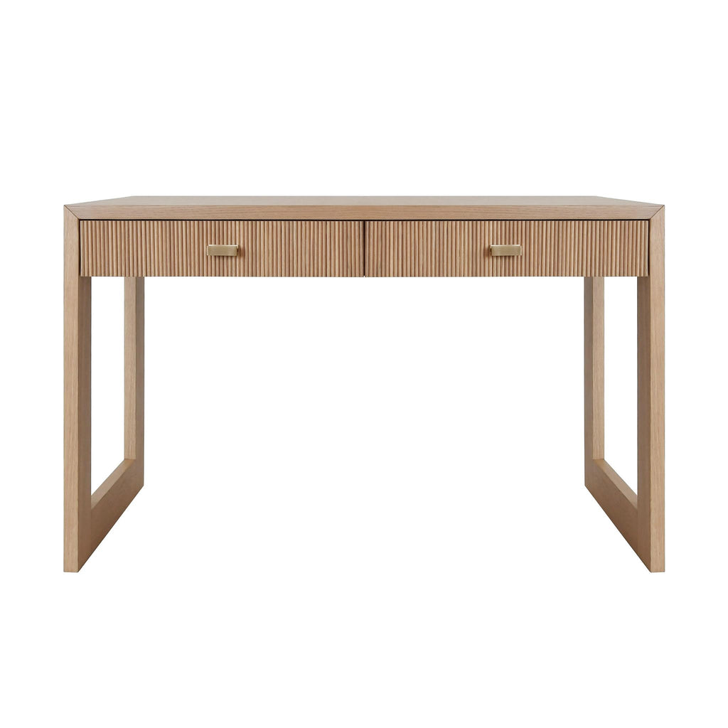 Worlds Away TWO DRAWER DESK WITH FLUTED DETAIL IN NATURAL OAK