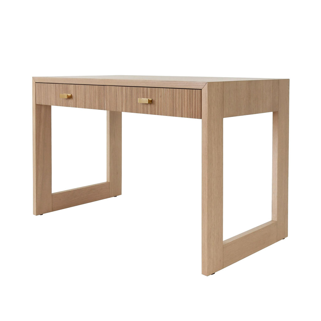 Worlds Away TWO DRAWER DESK WITH FLUTED DETAIL IN NATURAL OAK