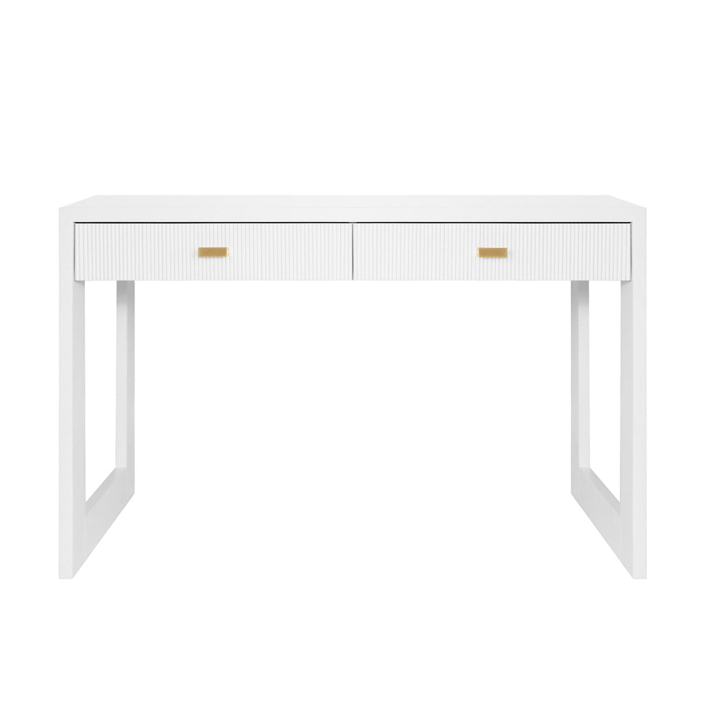 Worlds Away TWO DRAWER DESK WITH FLUTED DETAIL IN MATTE WHITE LACQUER