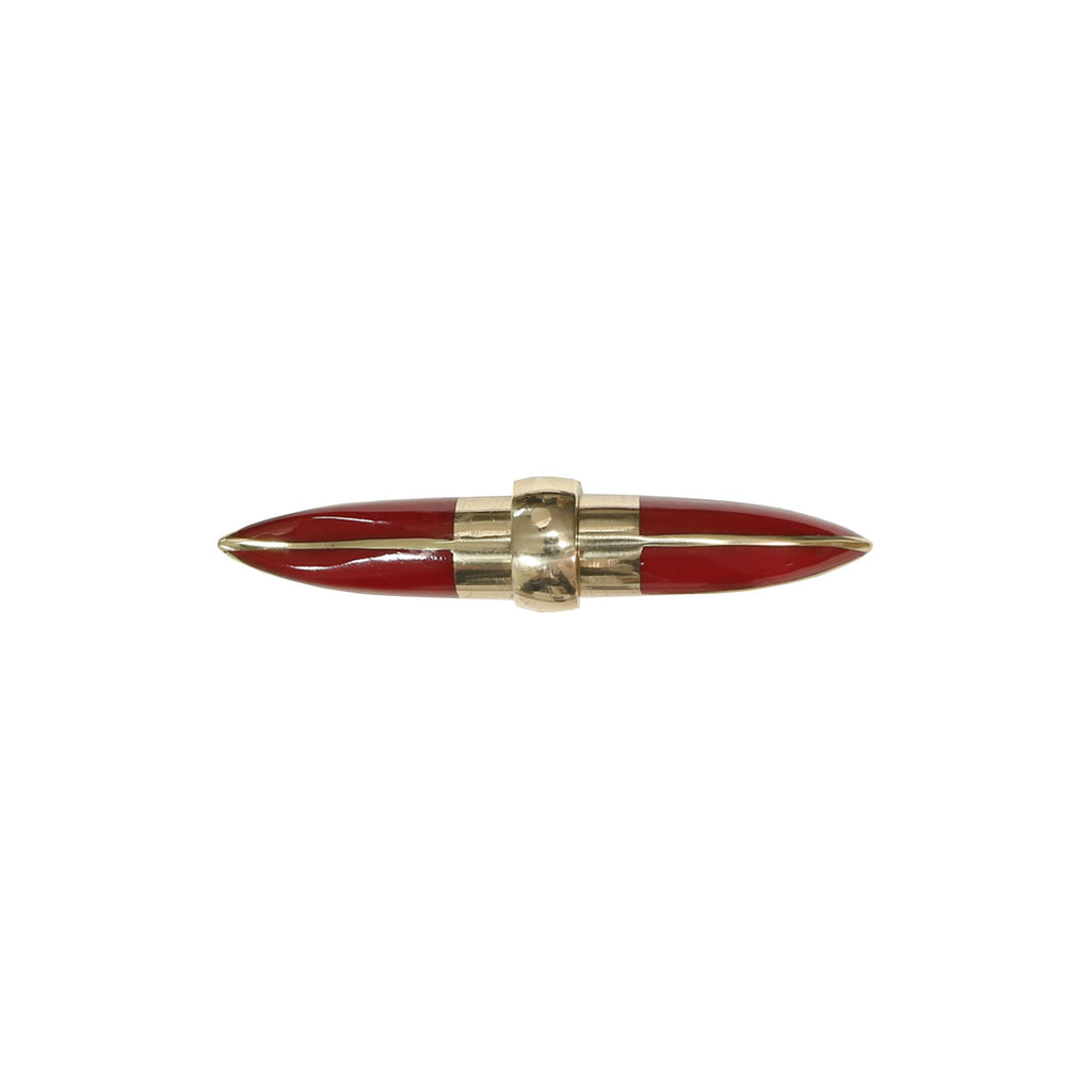 Worlds Away RESIN HORN SHAPE HANDLE WITH BRASS DETAILING IN RED