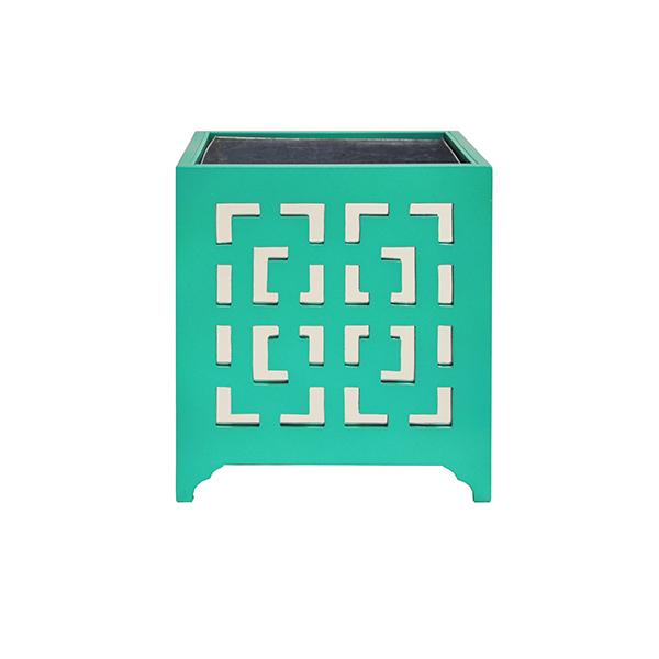 Worlds Away GREEK KEY MOTIF PLANTER WITH MIRROR IN TURQUOISE_x000D_