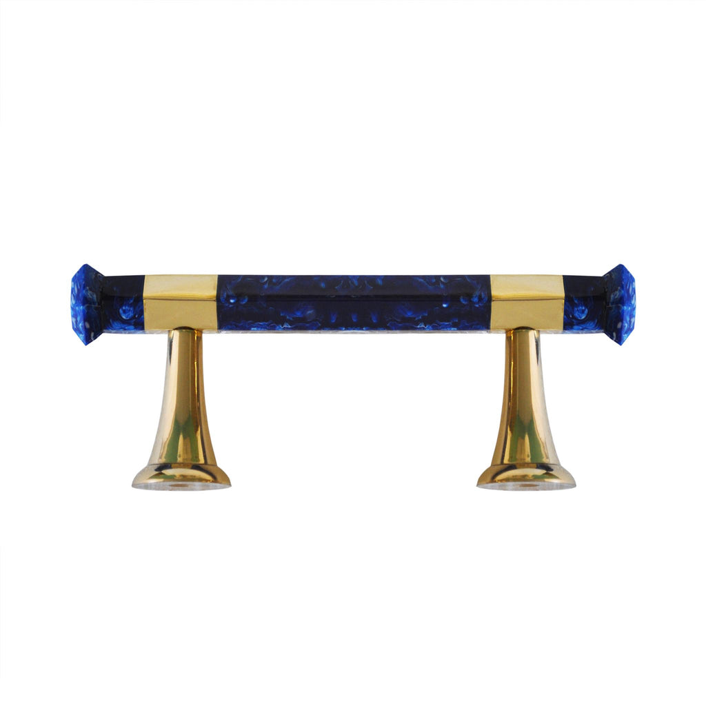 Worlds Away HANDLE WITH BRASS DETAILING IN MARBLED BLUE