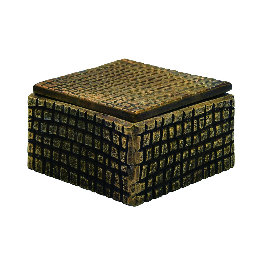 Worlds Away LARGE BRASS ALUMINUM BOX WITH REPTILE TEXTURE