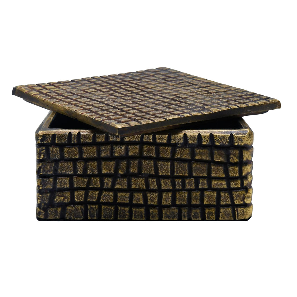 Worlds Away LARGE BRASS ALUMINUM BOX WITH REPTILE TEXTURE