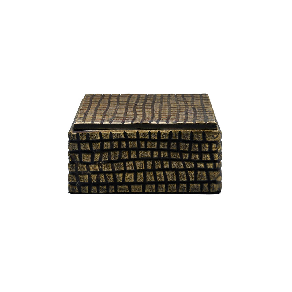 Worlds Away SMALL BRASS ALUMINUM BOX WITH REPTILE TEXTURE