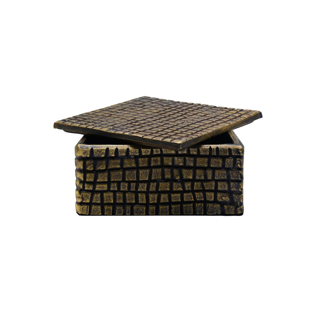 Worlds Away SMALL BRASS ALUMINUM BOX WITH REPTILE TEXTURE