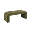 Worlds Away Horizontal Channeled Bench In Olive Green Velvet