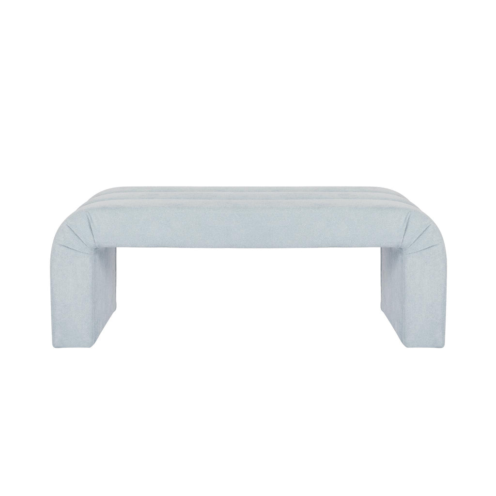 Worlds Away HORIZONTAL CHANNELED BENCH IN PERFORMANCE LIGHT BLUE CHENILLE