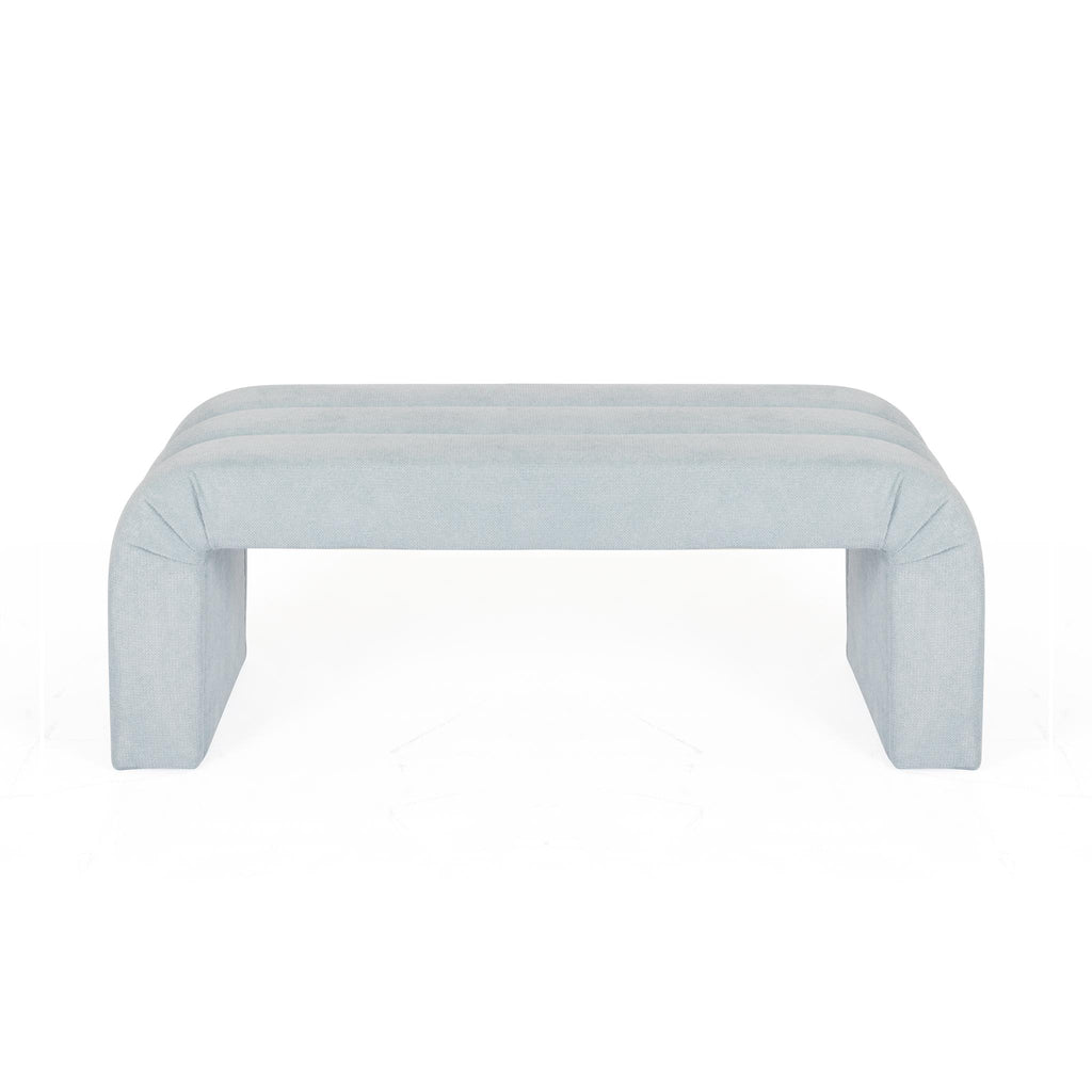 Worlds Away HORIZONTAL CHANNELED BENCH IN PERFORMANCE LIGHT BLUE CHENILLE