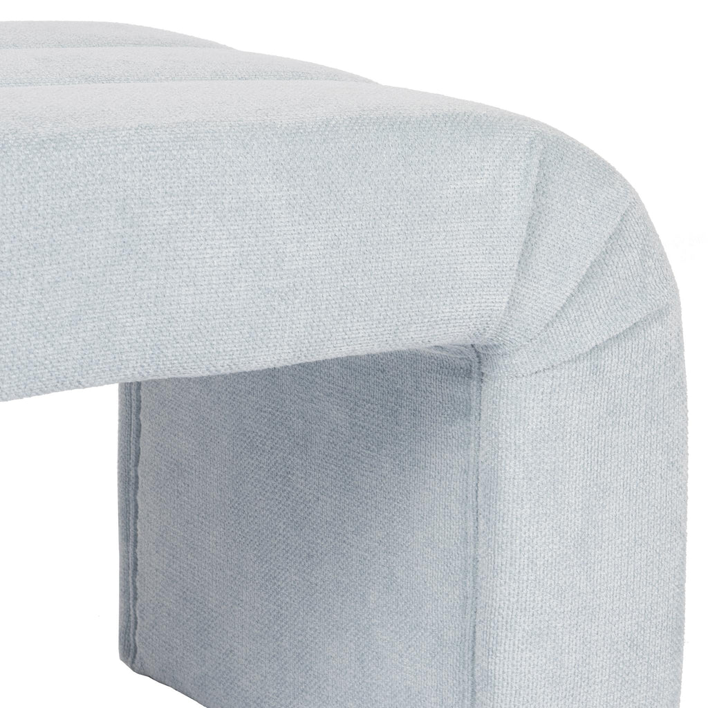 Worlds Away HORIZONTAL CHANNELED BENCH IN PERFORMANCE LIGHT BLUE CHENILLE