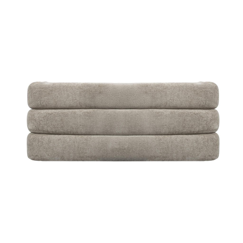 Worlds Away HORIZONTAL CHANNELED BENCH IN TAUPE TEXTURED CHENILLE