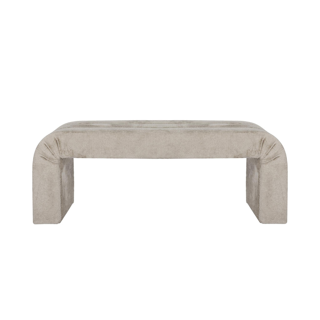 Worlds Away HORIZONTAL CHANNELED BENCH IN TAUPE TEXTURED CHENILLE