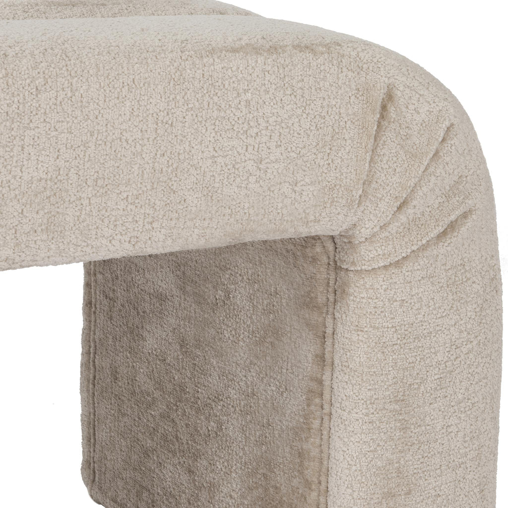 Worlds Away HORIZONTAL CHANNELED BENCH IN TAUPE TEXTURED CHENILLE