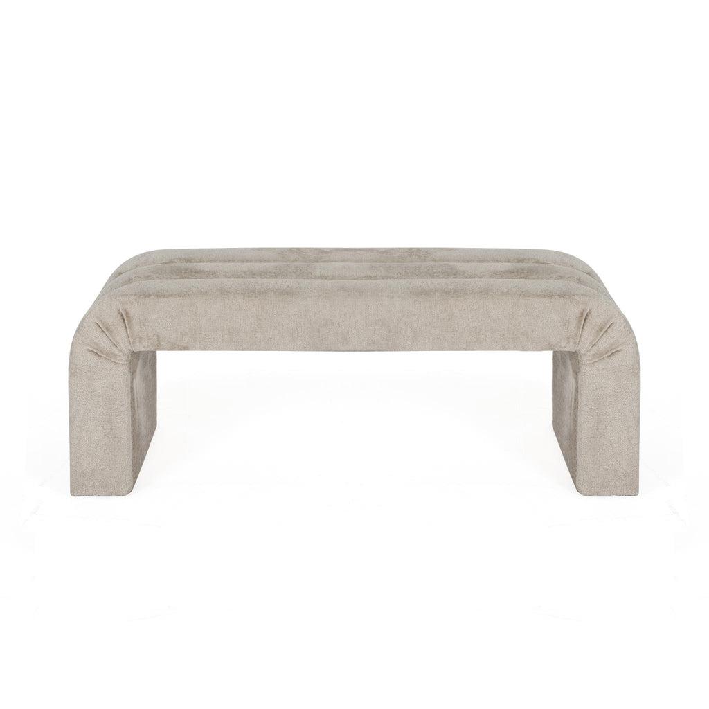 Worlds Away HORIZONTAL CHANNELED BENCH IN TAUPE TEXTURED CHENILLE