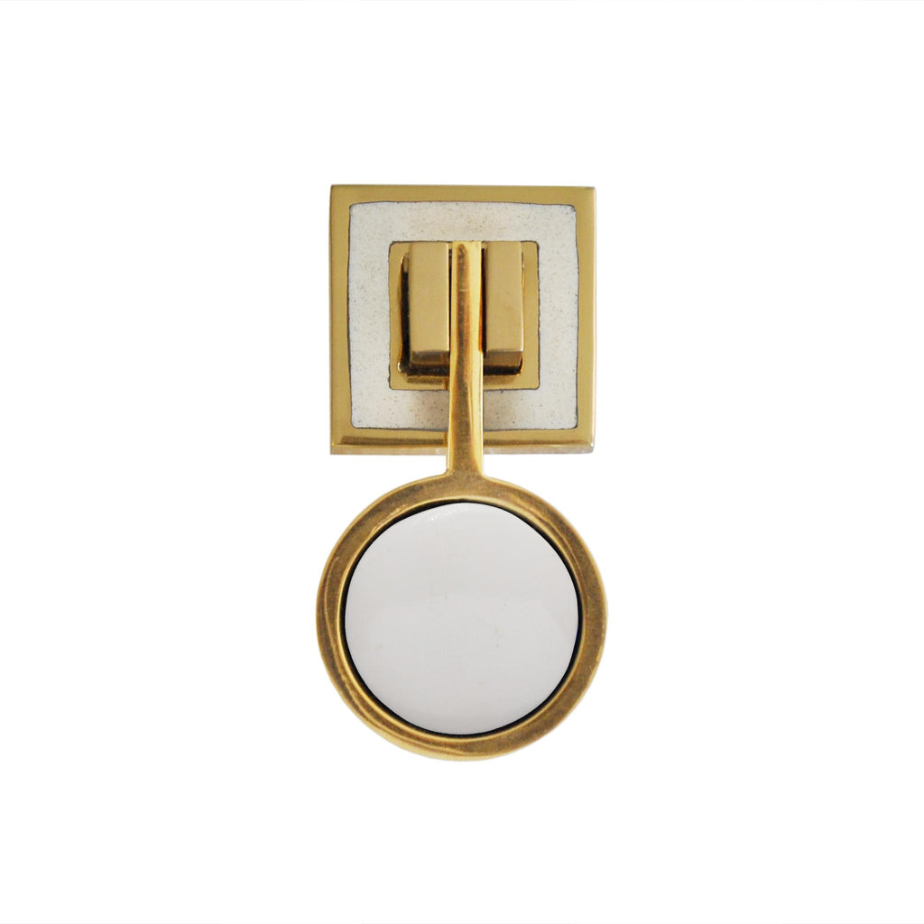 Worlds Away BRASS PULL KNOB WITH INSET RESIN IN CREAM