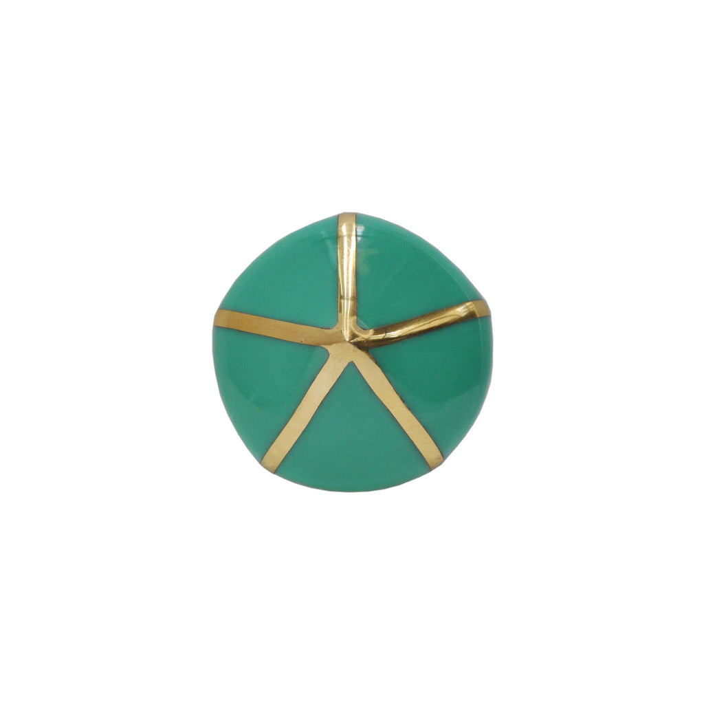 Worlds Away POINTED KNOB WITH BRASS DETAIL IN TEAL