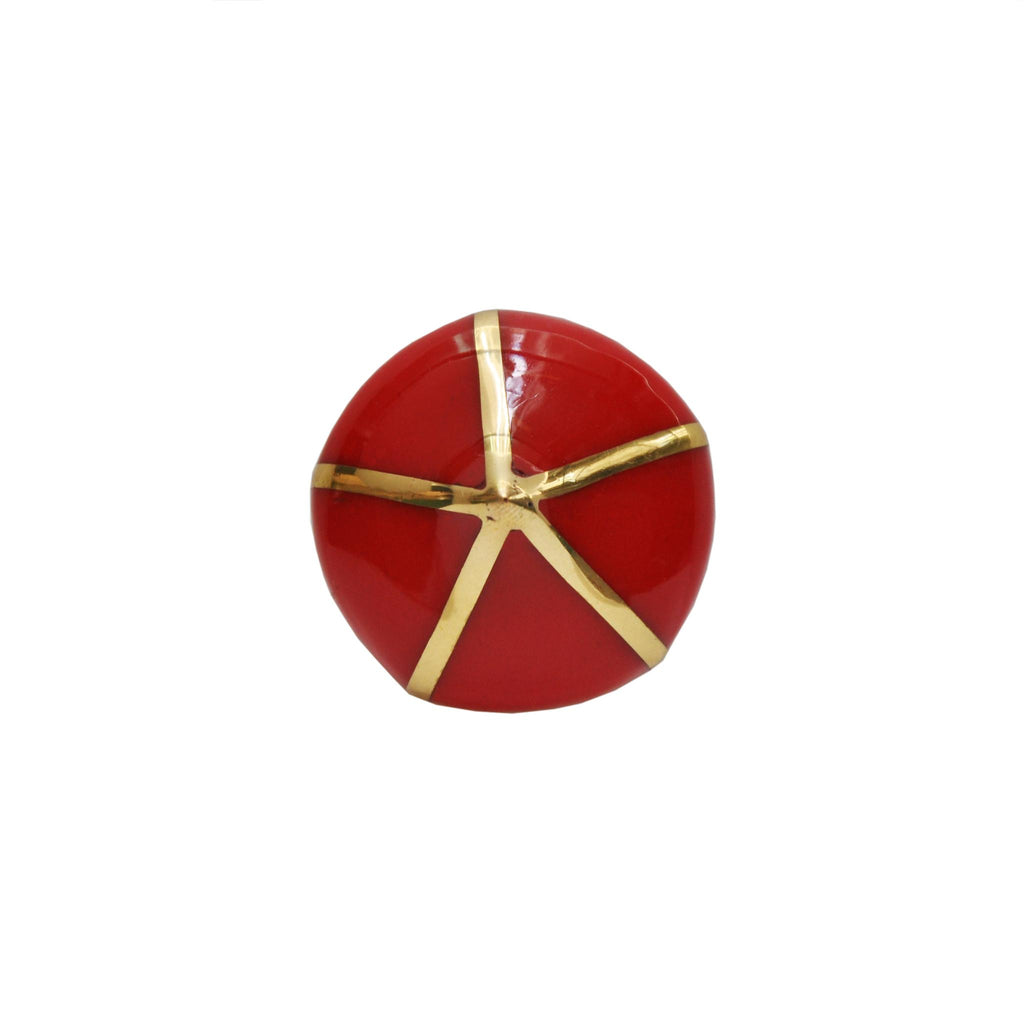 Worlds Away POINTED KNOB WITH BRASS DETAIL IN RED