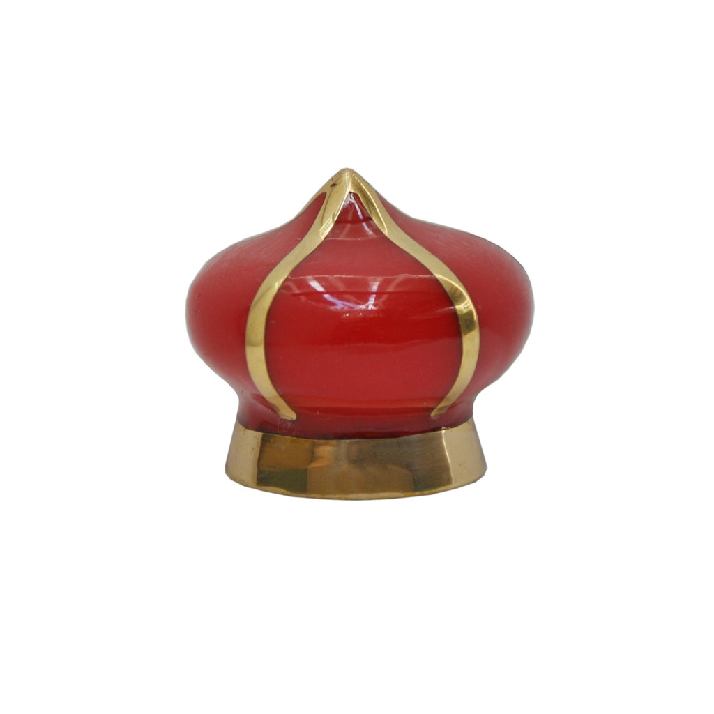 Worlds Away POINTED KNOB WITH BRASS DETAIL IN RED