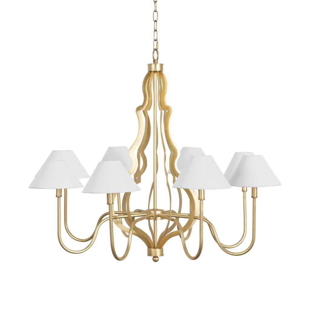 Worlds Away EIGHT LIGHT IRON ARABESQUE GOLD LEAF CHANDELIER