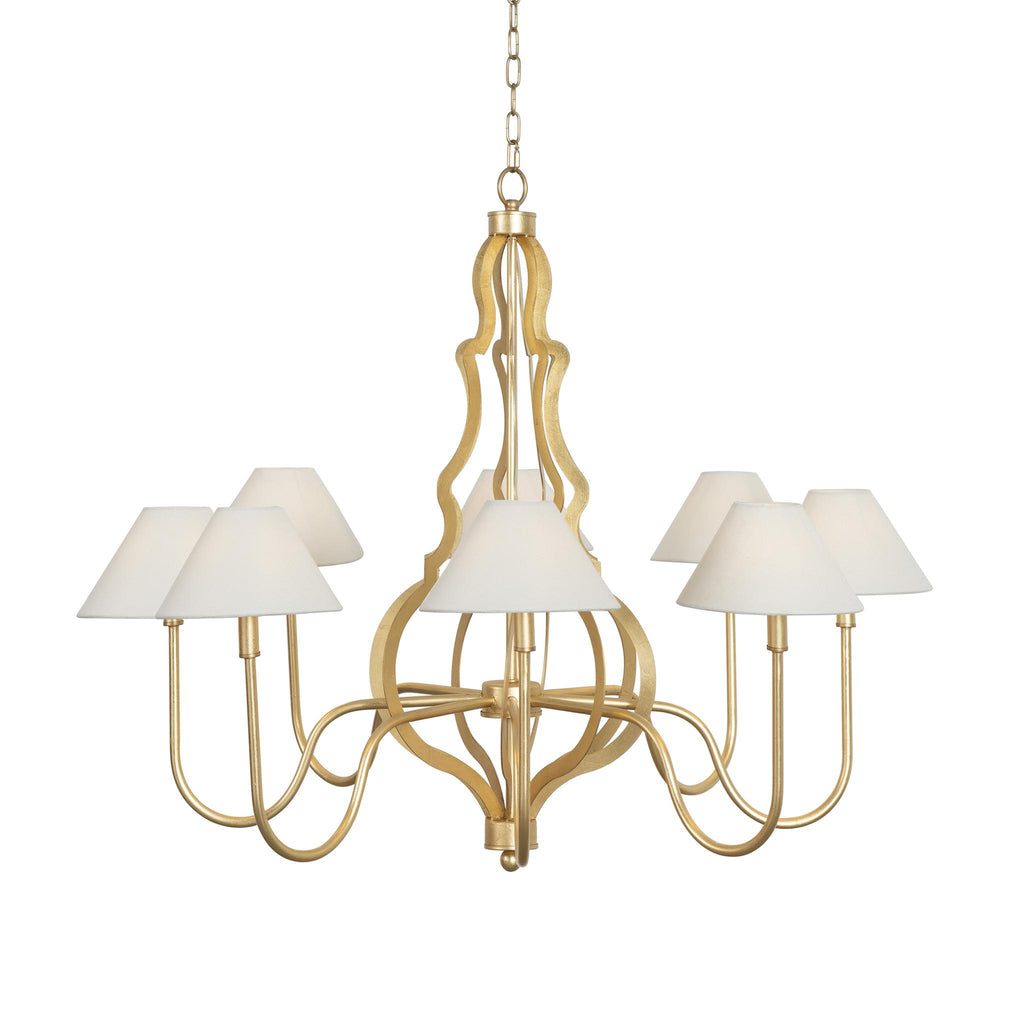 Worlds Away EIGHT LIGHT IRON ARABESQUE GOLD LEAF CHANDELIER