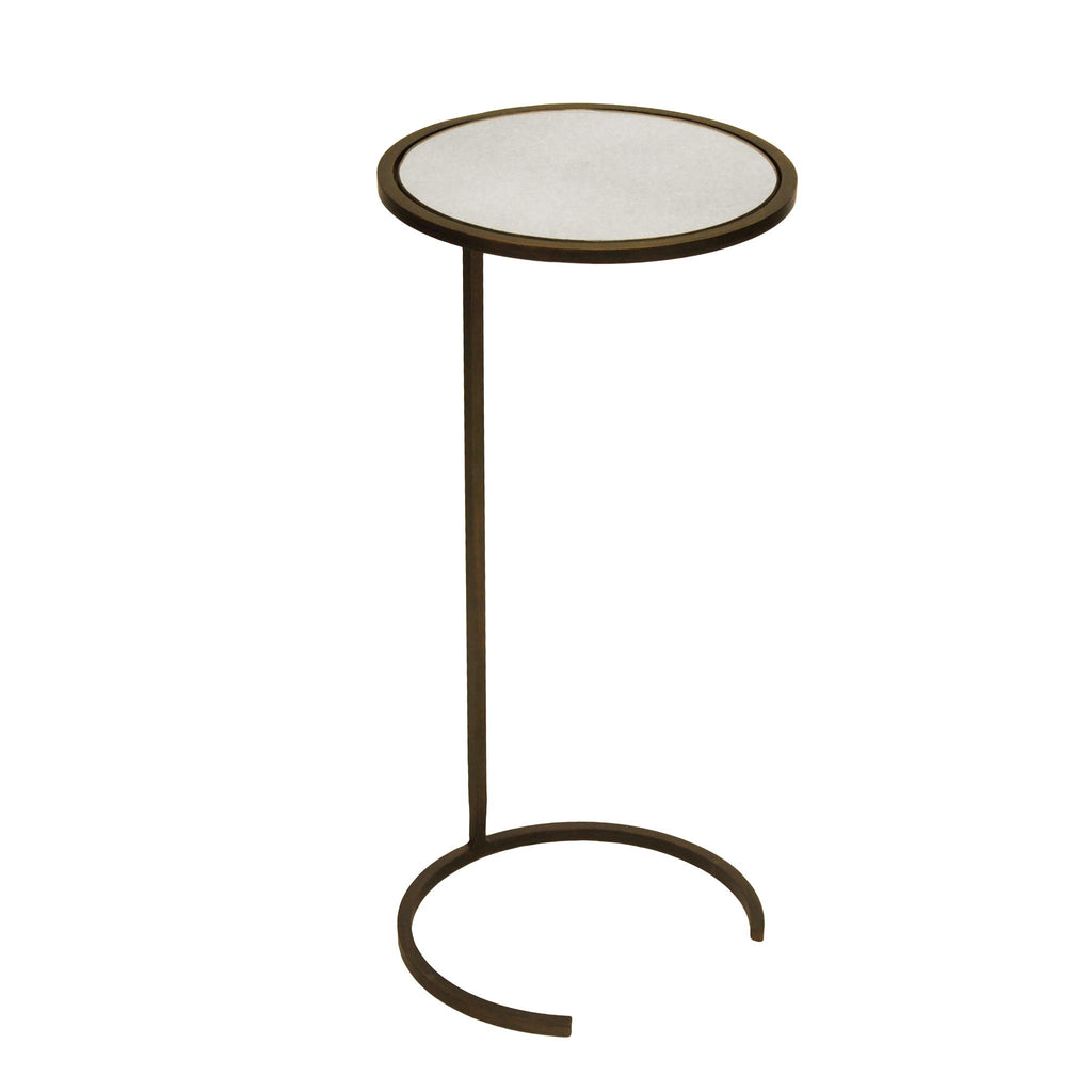 Worlds Away SMALL ROUND CIGAR TABLE BRONZE WITH ANTIQUE MIRROR TOP