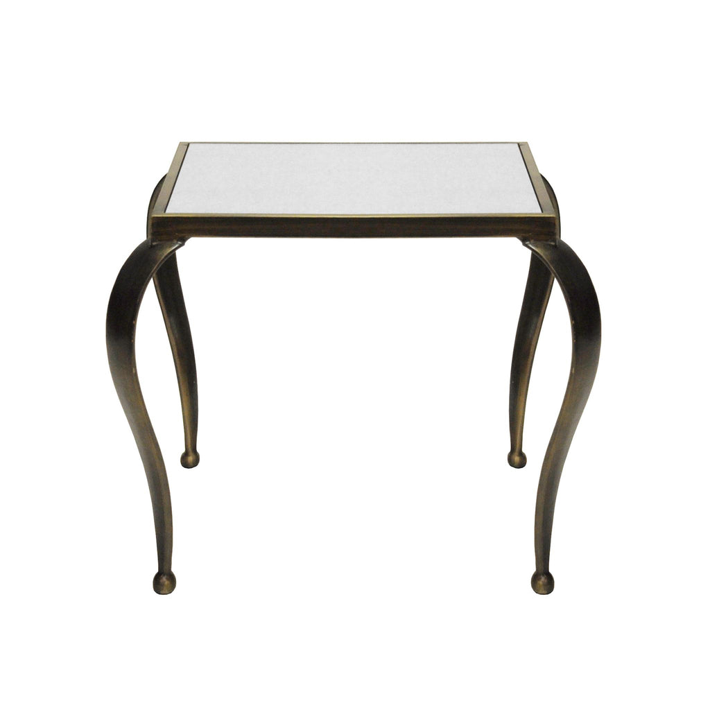 Worlds Away SQUARE SIDE TABLE WITH INSET ANTIQUE MIRROR TOP AND PAINTED BRONZE FRAME