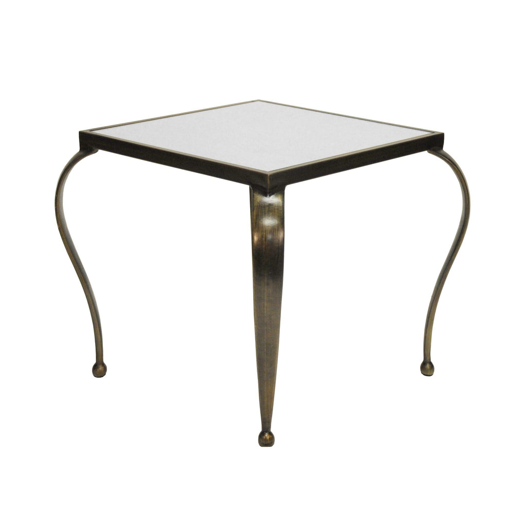 Worlds Away SQUARE SIDE TABLE WITH INSET ANTIQUE MIRROR TOP AND PAINTED BRONZE FRAME