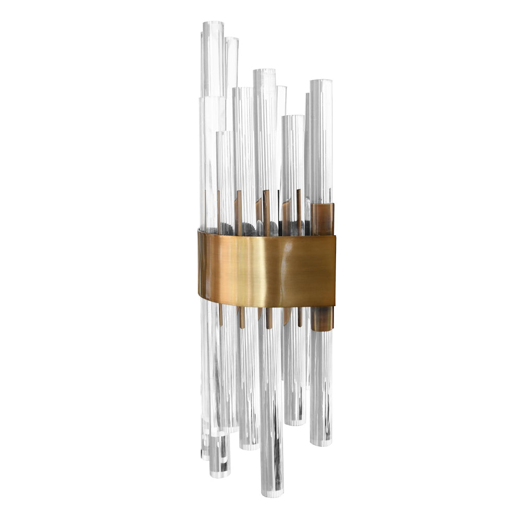 Worlds Away ACRYLIC ROD SCONCE WITH ANTIQUE BRASS BAND