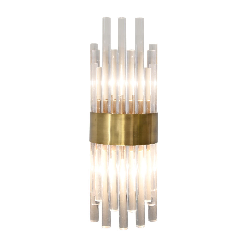 Worlds Away ACRYLIC ROD SCONCE WITH ANTIQUE BRASS BAND