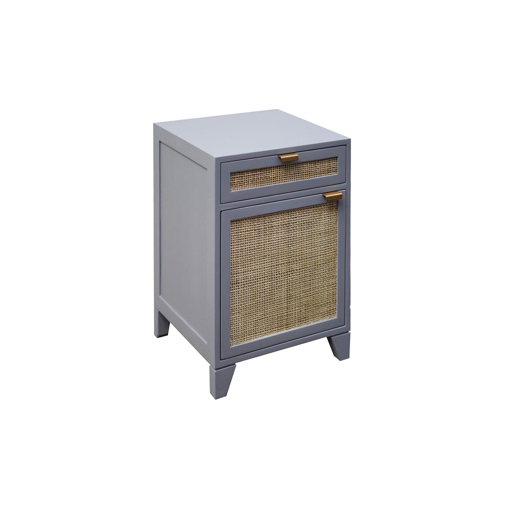 Worlds Away GREY LACQUER CHEST W. CANE FRONT DOOR