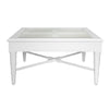 Worlds Away Square Coffee Table With Inset Cane Top And Faux Bamboo Legs In Matte White Lacquer