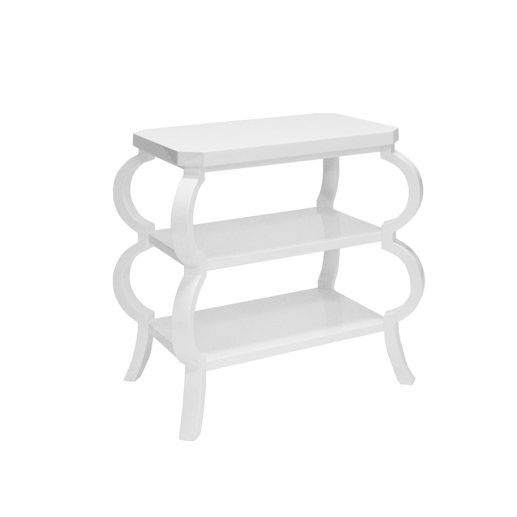 Worlds Away THREE TIER SIDE TABLE IN MATTE WHITE LACQUER