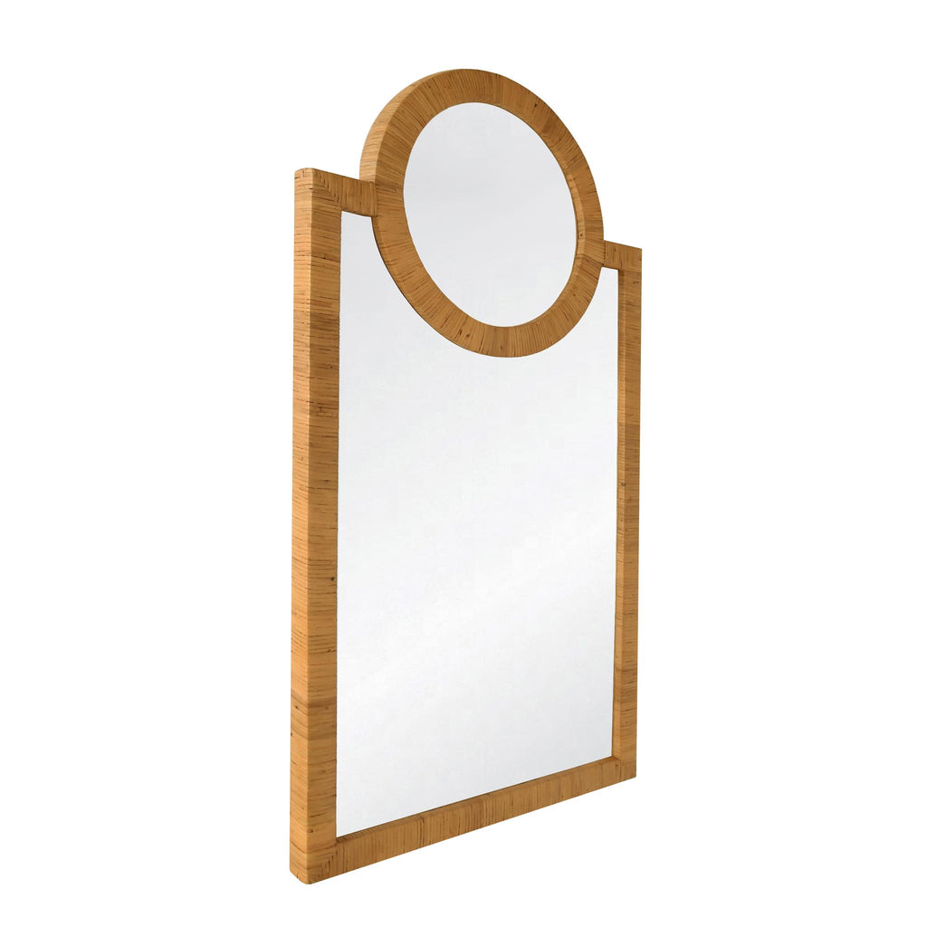 Worlds Away RATTAN WRAPPED MIRROR WITH CIRCLE DETAIL