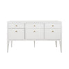 Worlds Away Fluted Six Drawer Buffet With Brass Knobs In Glossy White Lacquer